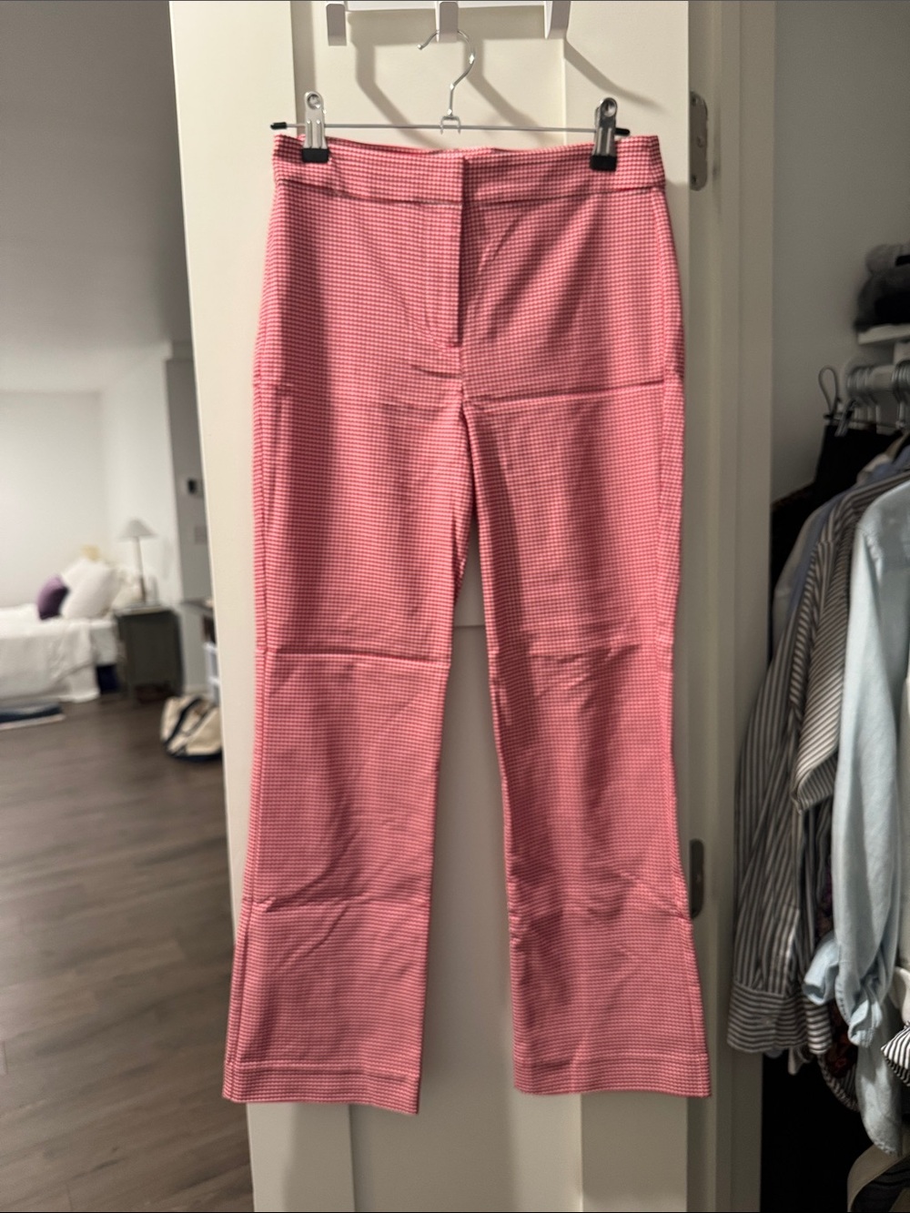 Mango Women’s Red Check Straight-Leg Pants